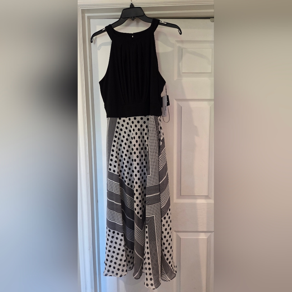 Elegant Black and White Ankle Dress
